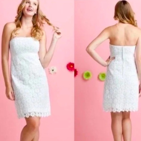 Lilly Pulitzer 100% Colton Pink Strapless Sheath Dress - Picture 9 of 9